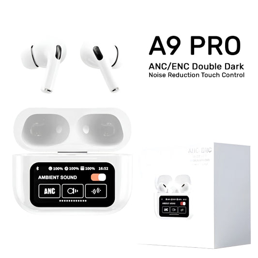 🔥A9 Pro High Quality Sound, ENC Noise Reduction Wireless AirPods With Smart Touch Screen Control